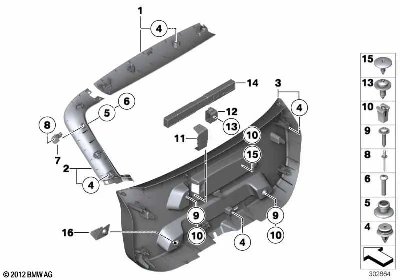 Rechte hintere Türauskleidung für BMW E84 (OEM 51492990128). Original BMW.