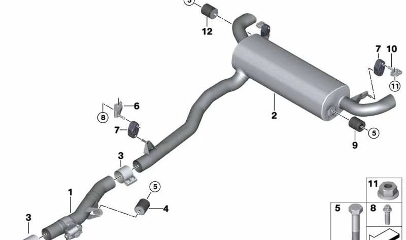 Válvula de Escape de Baja Presión con Tubo Intermedio para BMW Serie 7 G11, G12 (OEM 18307102495). Original BMW.