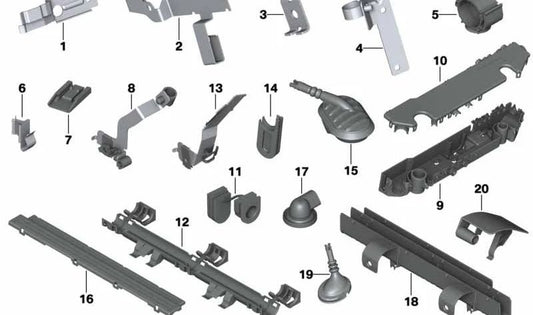 Canaleta de cableado superior OEM 12517801726 para BMW E90, E91, E92, E93, E60, E61, E65, E66, E83. Original BMW.