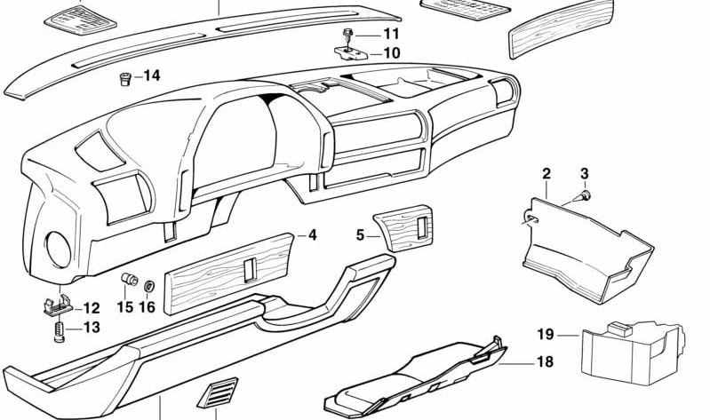 Parte inferior para BMW Serie 5 E34, Serie 7 E32, Serie 8 E31 (OEM 51451928649). Original BMW.