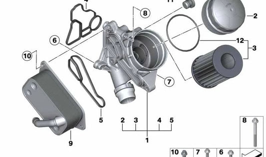 O-ring (O-ring) OEM 11428683168 per BMW E82, E88, F20, F21, F22, F23, F87, E90, E91, E92, E93, F30, F31, F34, F35, F80, F32, F33, F36, F82, F83, F07, F10, F11, F18, F06, F12, F13, F01, F02, E84, F25, F26, E70, F15, E71, F16, E89. BMW originale