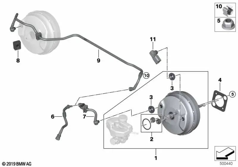 Juego de reparación del servofreno para BMW X3 G01, G08, G02 (OEM 34336883988). Original BMW