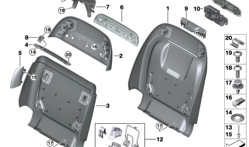 Remache OEM 07147216152 para BMW (Modelos compatibles: F07, F10, F11, F90, G30, G31, F06, F12, F13, G32, F01, F02, G11, G12, F15, G05, F85, F16, G06, F86, G07). Original BMW.