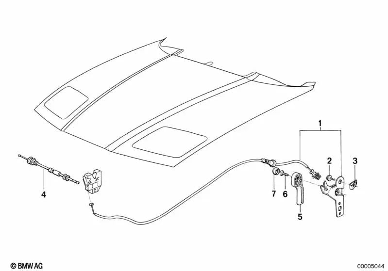 Palanca de cable Bowden para BMW Serie 8 E31 (OEM 51231970035). Original BMW.