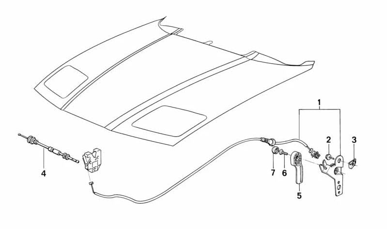 Activación Capó Delantero para BMW E31 (OEM 51231970034). Original BMW.