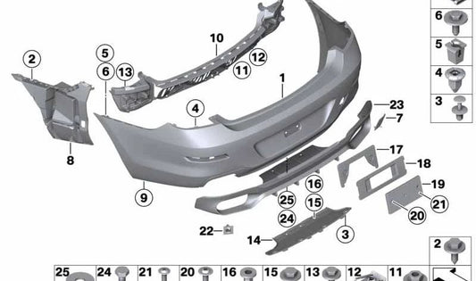 Revestimiento de parachoques trasero imprimado para BMW F06, F12, F13 (OEM 51127261577). Original BMW