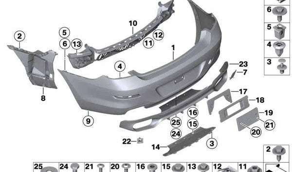 Soporte de matrícula policial trasera para BMW Serie 6 F06, F12, F13, F01N, F02N (OEM 51127293748). Original BMW