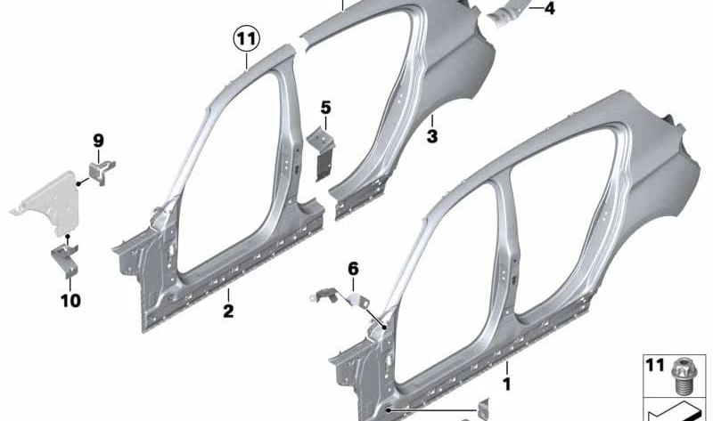 Marco lateral exterior derecho para BMW Serie 1 F20, F20N (OEM 41217284384). Original BMW