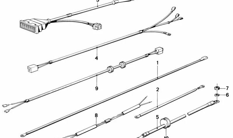 Cable de batería positivo OEM 61121243473 para BMW (Modelos compatibles: E23, E24, E28, E30, E32, E34, Z1, y otros). Original BMW.