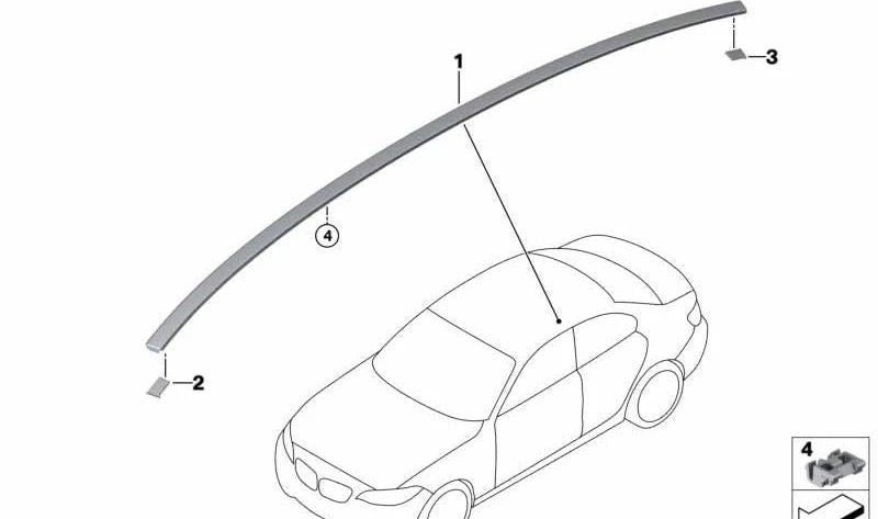 Moldura de techo izquierda (imprimada) OEM 51137474437 para BMW Serie 1 Sedán F52. Original BMW