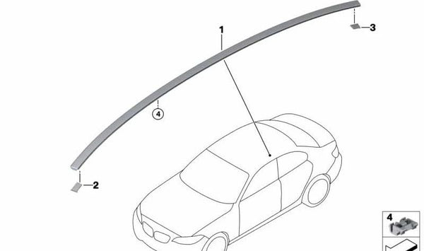 Moldura de techo izquierda (imprimada) OEM 51137474437 para BMW Serie 1 Sedán F52. Original BMW