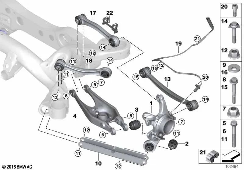 Brazo de dirección con rótula para BMW E82, E90, E92, E93 (OEM 33322283549). Original BMW