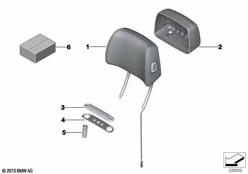 Reposacabezas básico de cuero eléctrico para BMW F10, F11, F18, F01, F02, F04 (OEM 52107842612). Original BMW.