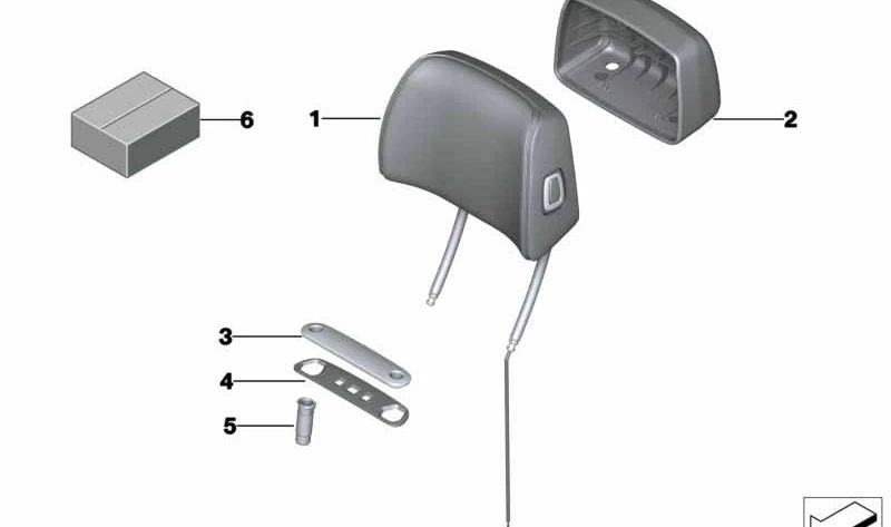 Reposacabezas Básico de Cuero Eléctrico para BMW F07, F10, F11, F18, F01, F02, F04 (OEM 52107236829). Original BMW