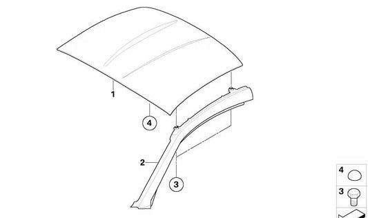 Panel exterior del techo lado izquierdo OEM 41003427199 para BMW E86. Original BMW.