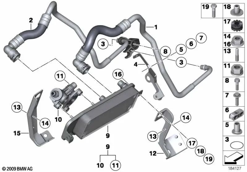 Tubo de Retorno del Enfriador de Aceite para BMW F01, F02 (OEM 17227584008). Original BMW