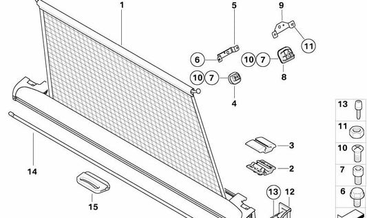 Réseau de protection visuelle pour la série BMW 3 E46 (OEM 51477160583). BMW d'origine