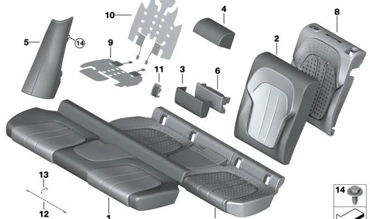 Funda de respaldo derecha OEM 52208493694 para BMW G06 (X6). Original BMW.