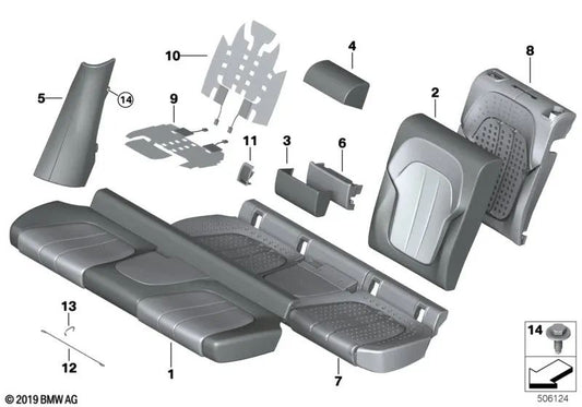 Cubierta Respaldo Central Superior de Cuero para BMW G05, G05N, G06, G06N (OEM 52208493698). Original BMW