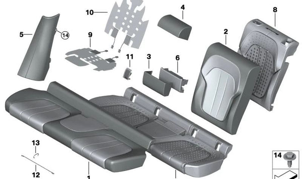 Panel lateral de cuero derecho para BMW X6 G06 (OEM 52207939526). Original BMW