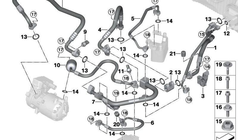 Compressor Suction Pipe for BMW G26E, G26F (OEM 64509474793). Original BMW