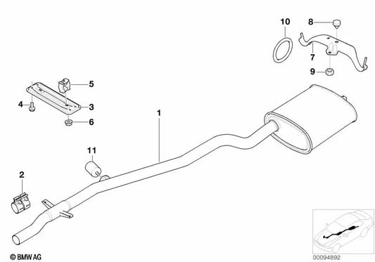 Soporte del Sistema de Escape para BMW E39 (OEM 18202248578). Original BMW