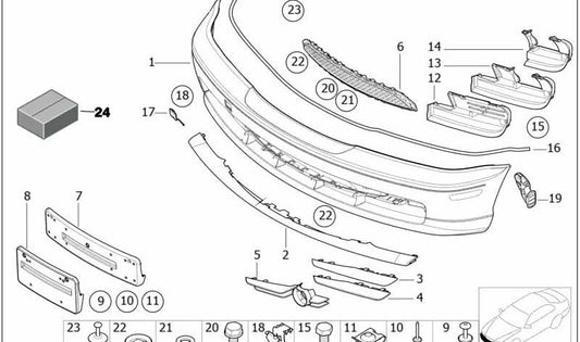 Cubierta derecha para BMW Serie 3 E46 (OEM 51118234822). Original BMW