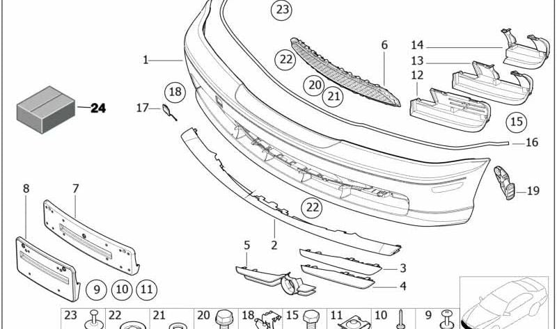 Rejilla inferior derecha para BMW E46 (OEM 51118232772). Original BMW.