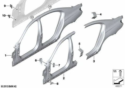 Right side panel for BMW G12, G12N (OEM 41007413124). Original BMW