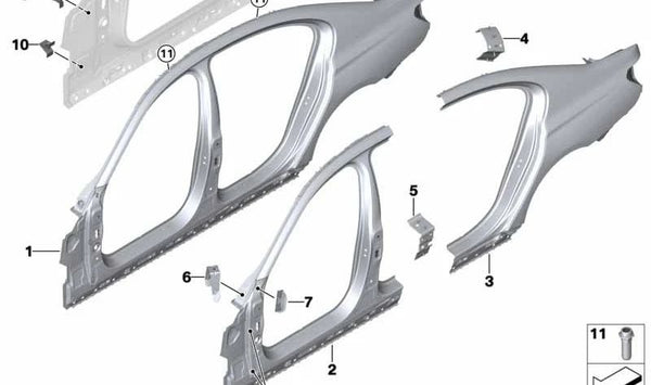 Pilar A exterior izquierdo para BMW G11, G11N (OEM 41007413245). Original BMW