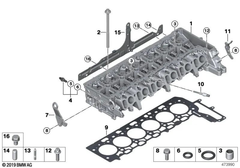 Culata para BMW G30, G31, G11, G12, G05, G06, G07 (OEM 11128575787). Original BMW