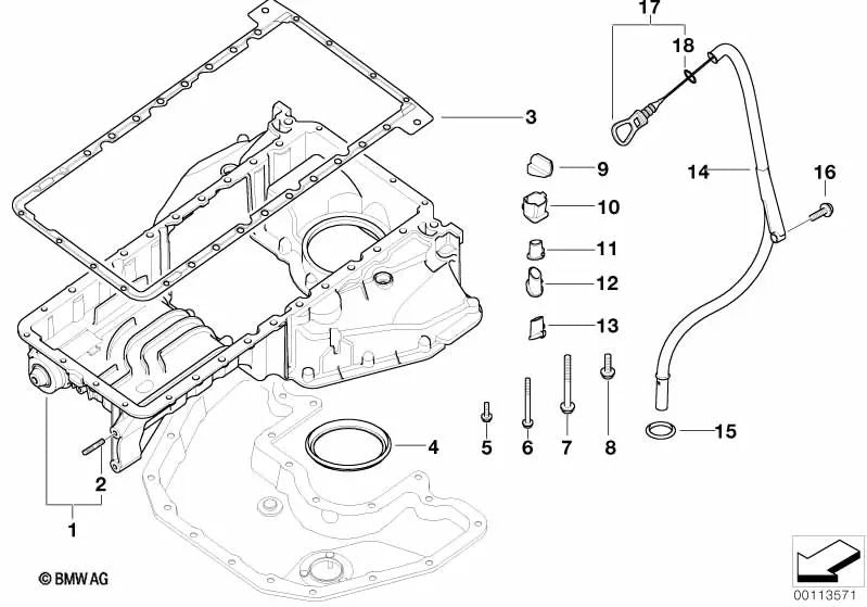 Führungsrohr para BMW Serie 5 E60, E60N, E61, E61N Serie 6 E63, E63N, E64, E64N Serie 7 E65, E66 (OEM 11437549634). Original BMW