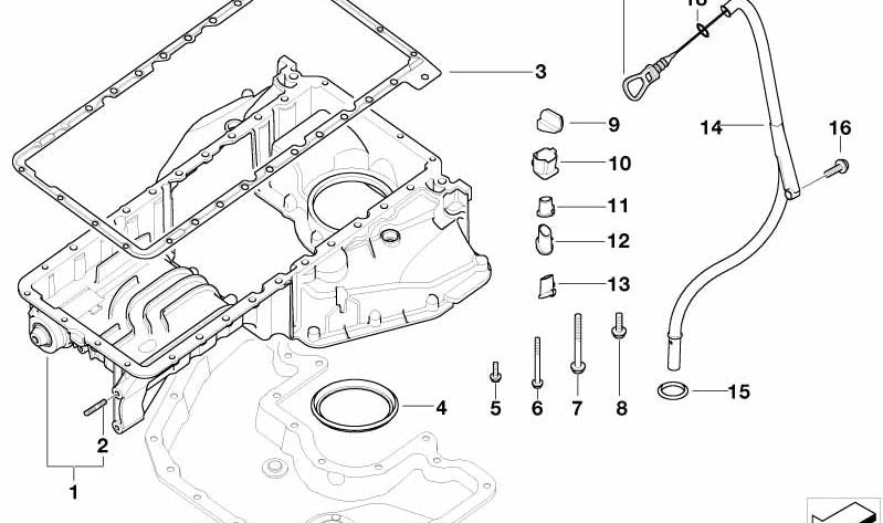 Varilla de medición de aceite OEM 11437549637 para BMW E60, E61, E63, E64, E65, E66. Original BMW.