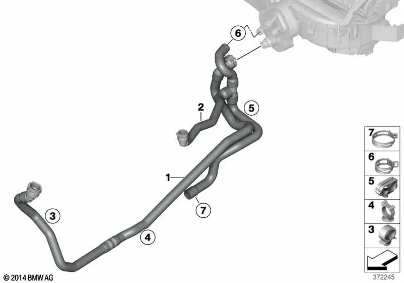 Manguera de refrigerante de retorno para BMW X3 F25, X4 F26 (OEM 64219193255). Original BMW