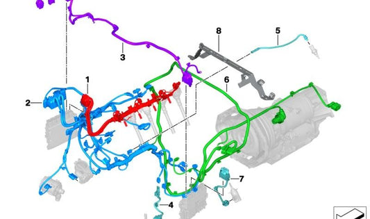 Sensory Engine Wiring Harness for BMW X5 F95, X6 F96 (OEM 12518745168). Original BMW