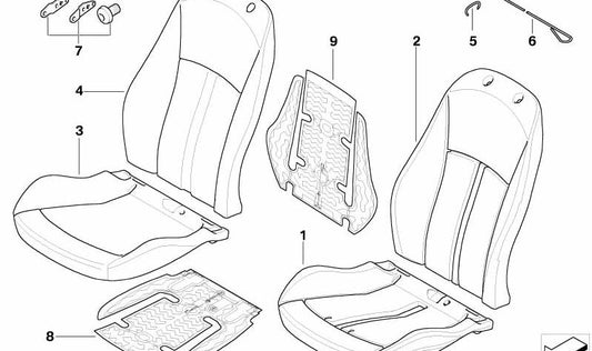 Funda Respaldo Tela izquierda para BMW Z4 E85 (OEM 52107121693). Original BMW