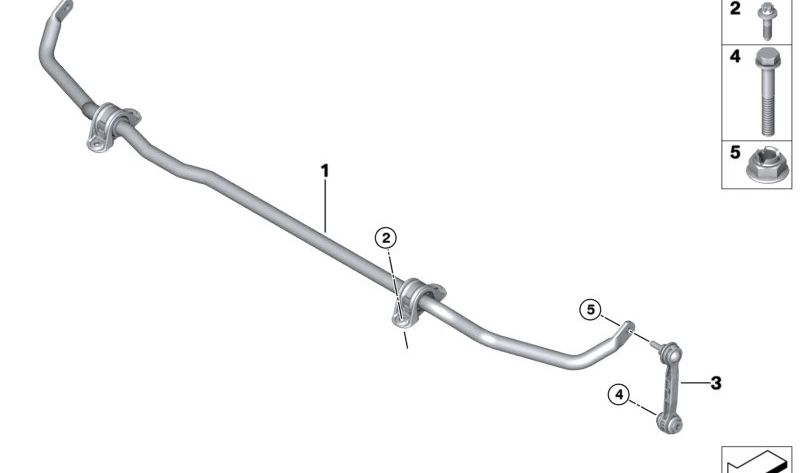 Barra estabilizadora trasera OEM 33557856914 para BMW F91, F92. Original BMW.