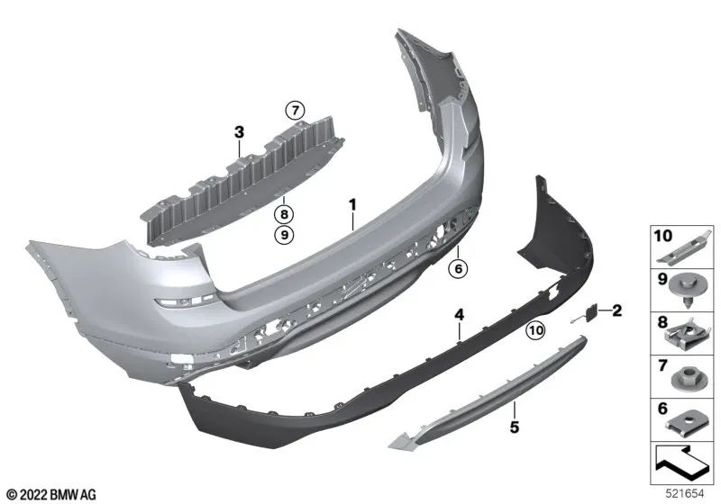 Carcasa del parachoques trasero imprimada para BMW F26 (OEM 51127389889). Original BMW.