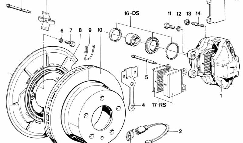 Disco de freno trasero OEM 34216890341 para BMW E24. Original BMW.