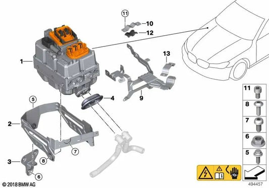 Soporte de electrónica de potencia para BMW G20, G30, G31N, G38, G11, G12 (OEM 12908601904). Original BMW.