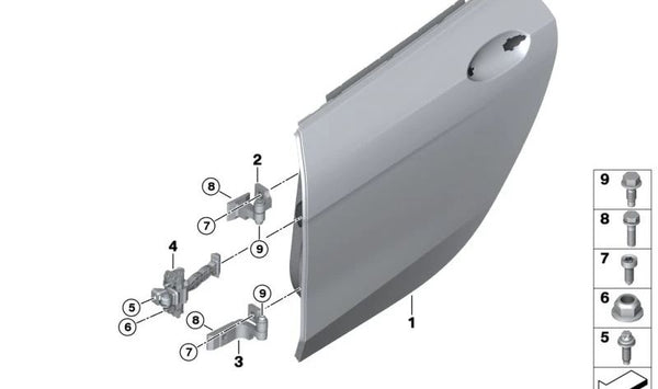 Freno de puerta trasero para BMW Serie 1 F40, F70 Serie 2 F44 (OEM 51227448039). Original BMW