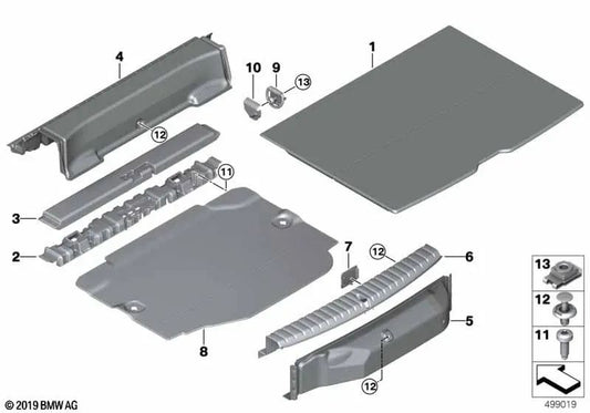 Revestimiento del suelo del maletero para BMW F40 (OEM 51477453925). Original BMW