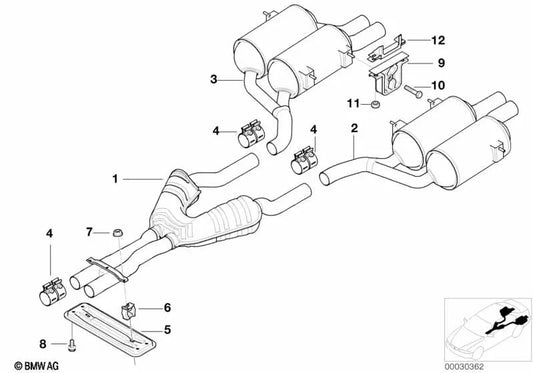 Silenciador trasero izquierdo para BMW Serie 5 E39 (OEM 18101406815). Original BMW