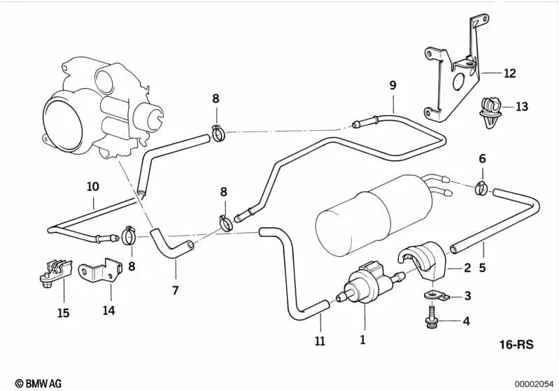 Tubo de ventilación para BMW Serie 5 E34, Serie 7 E32 (OEM 13901747969). Original BMW.