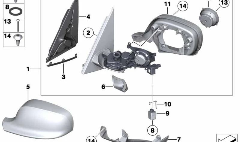 Espejo retrovisor derecho calefactable OEM 51163455348 para BMW E83 (X3). Original BMW.