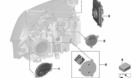 Módulo LED Intermitente/ Luz diurna izquierda para BMW X5 F95, G05, G18, X6 F96, G06 (OEM 63119477987). Original BMW