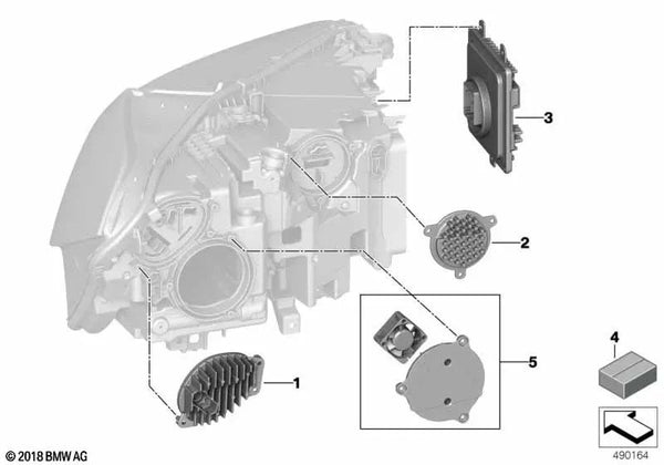 Módulo LED de luz diurna para BMW F95, G05, G18 Serie X6 F96, G06 (OEM 63119477985). Original BMW