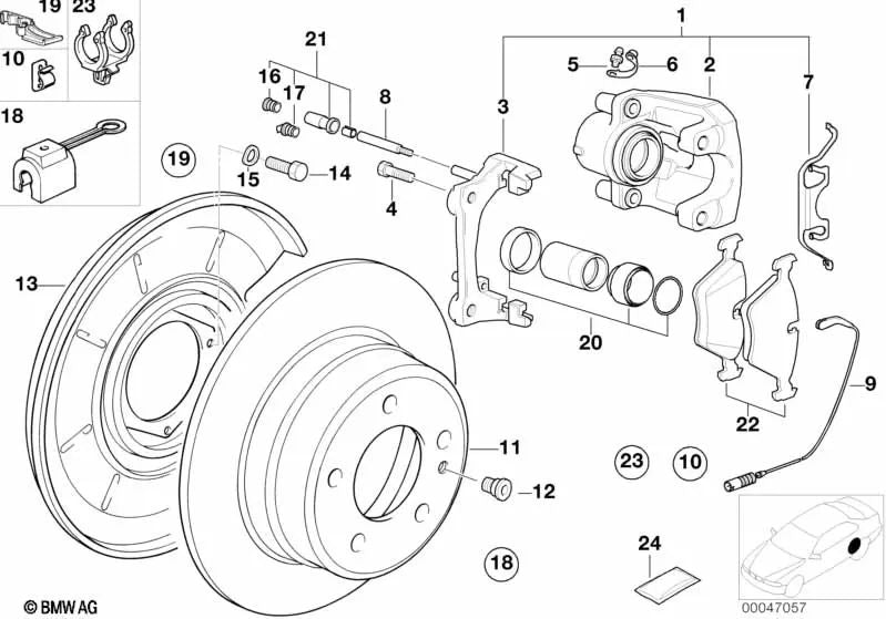 Disco de freno para BMW Serie 3 E30 (OEM 34211163145). Original BMW.