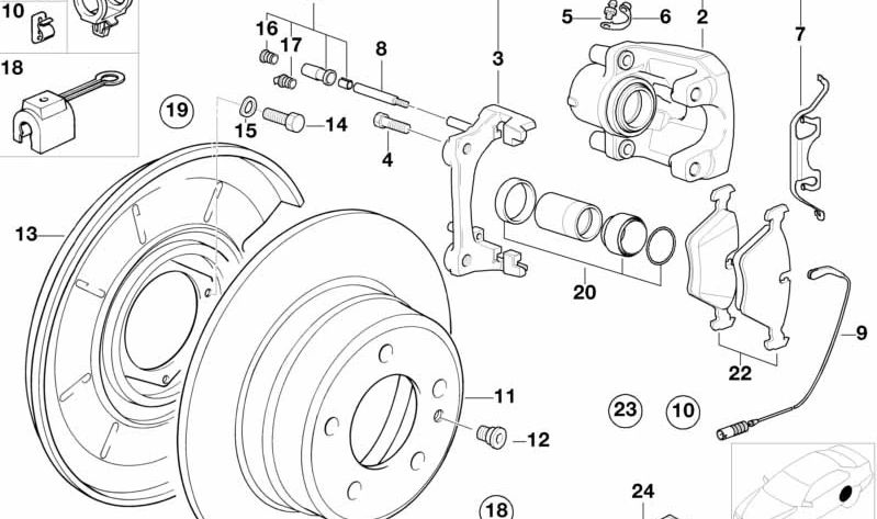 Juego de juntas para pinza de freno para BMW E30, E28, E24 (OEM 34211155716). Original BMW