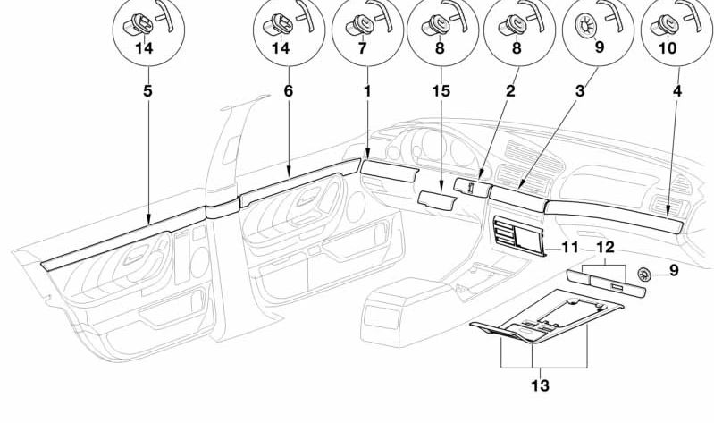 Einsatz para BMW Serie 7 E38 (OEM 51458170519). Original BMW